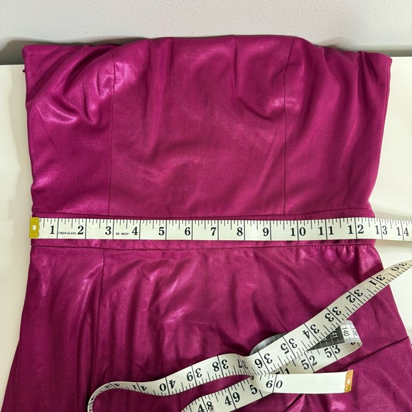 Dress The Population Laos Metallic Pink Fuchsia One Shoulder Dress Small NWT - Picture 11 of 13